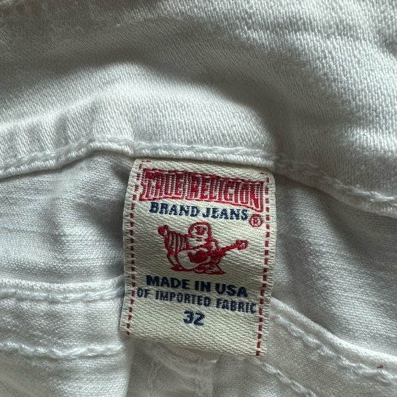 True Religion White Straight Leg Jeans With Sequence Eagle - Picture 9 of 11